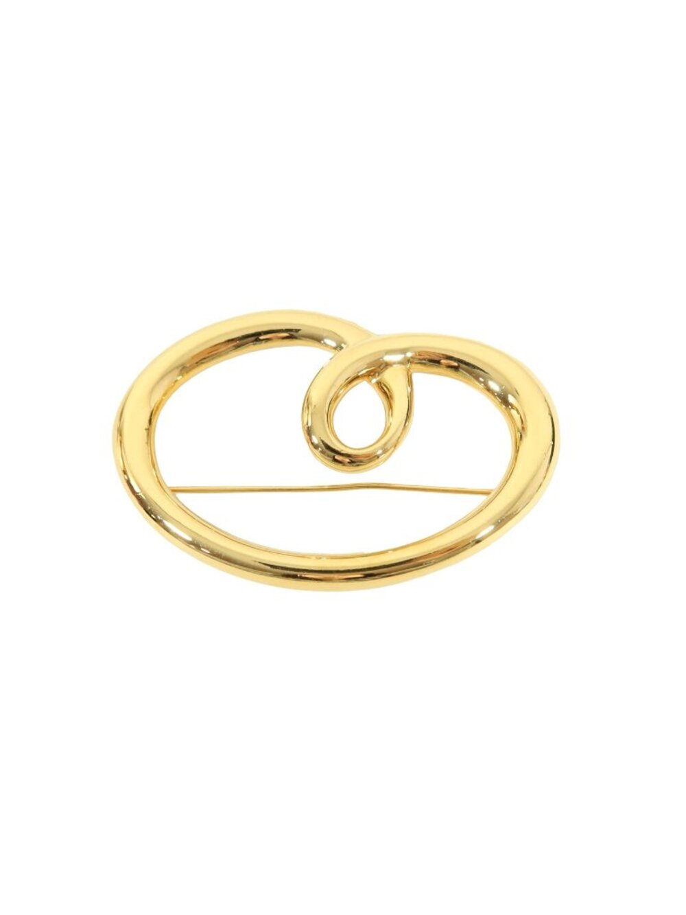 VINTAGE Monet Gold Tone Mid Century MCM Modernist Closed Swirl Brooch Pin 2.25"